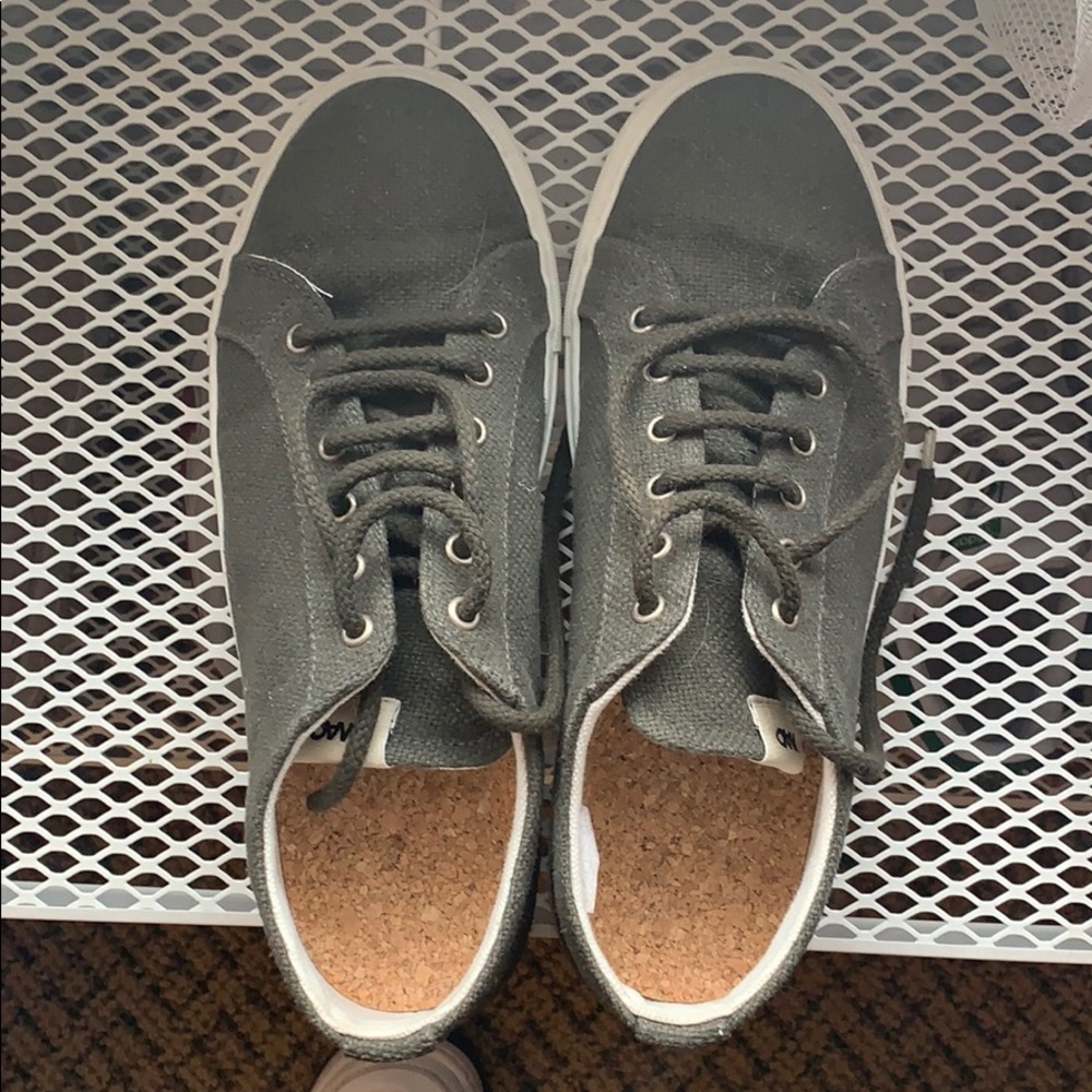 Olive Green Italian Cork and Canvas Sneaker
